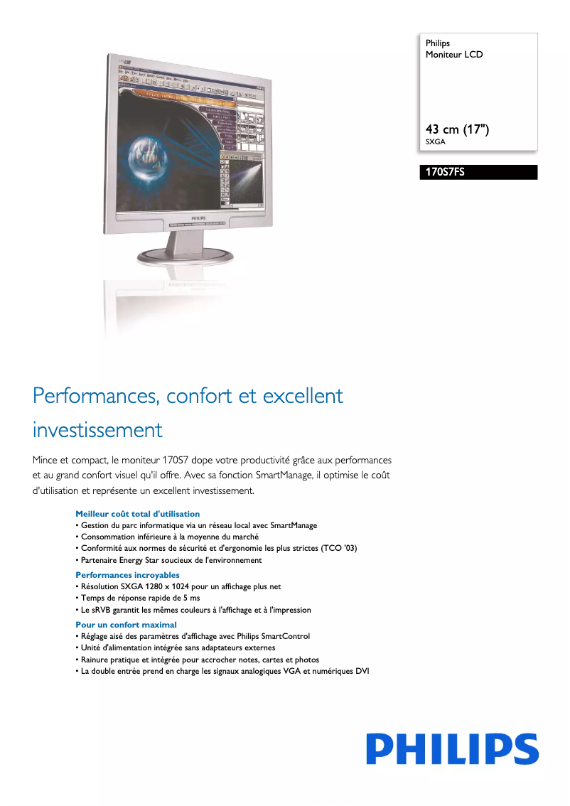 Page n°1 - Fiche technique Philips 170S7FS