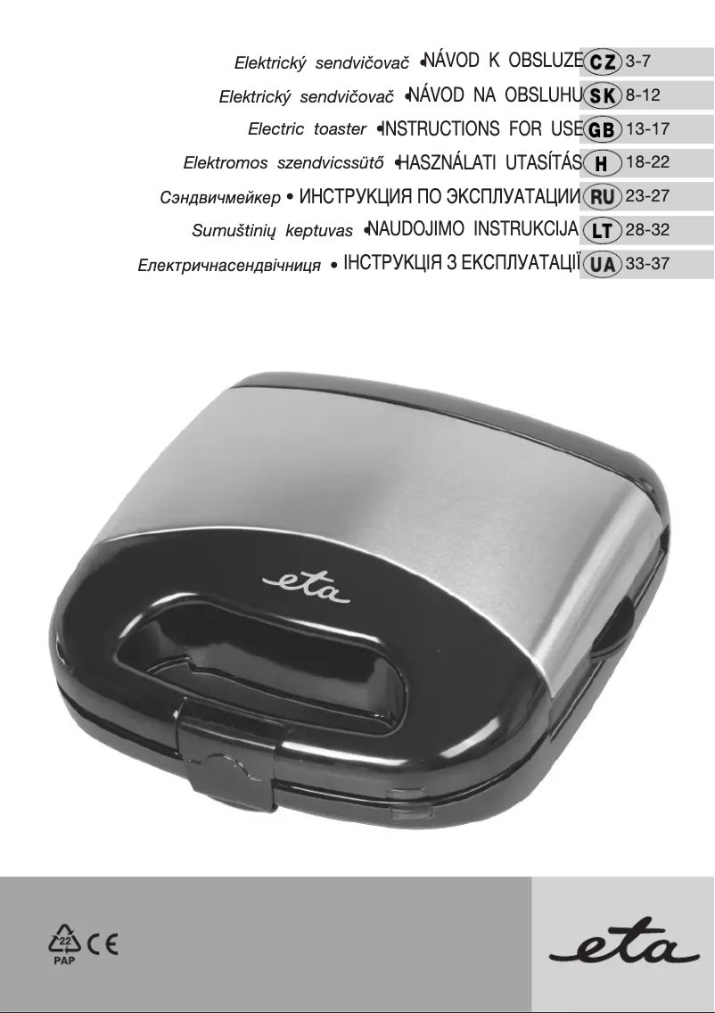 Page 1 de la notice Manuel utilisateur Eta 315190000