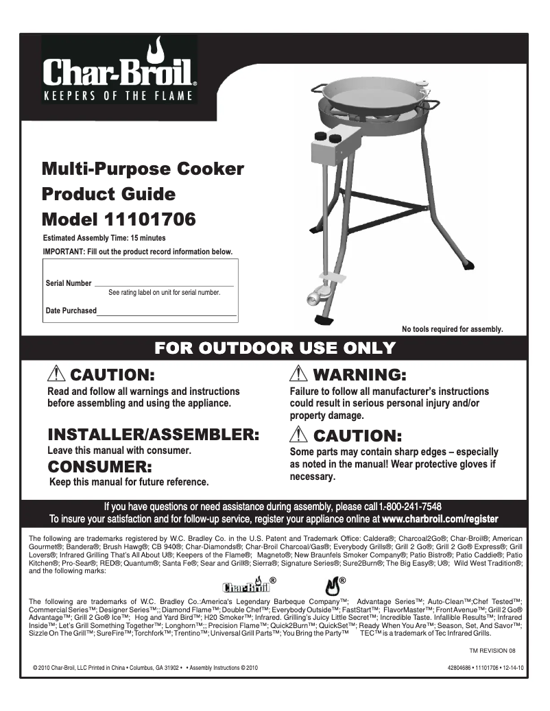 Page 1 of the manual User Manual Char-Broil 11101706