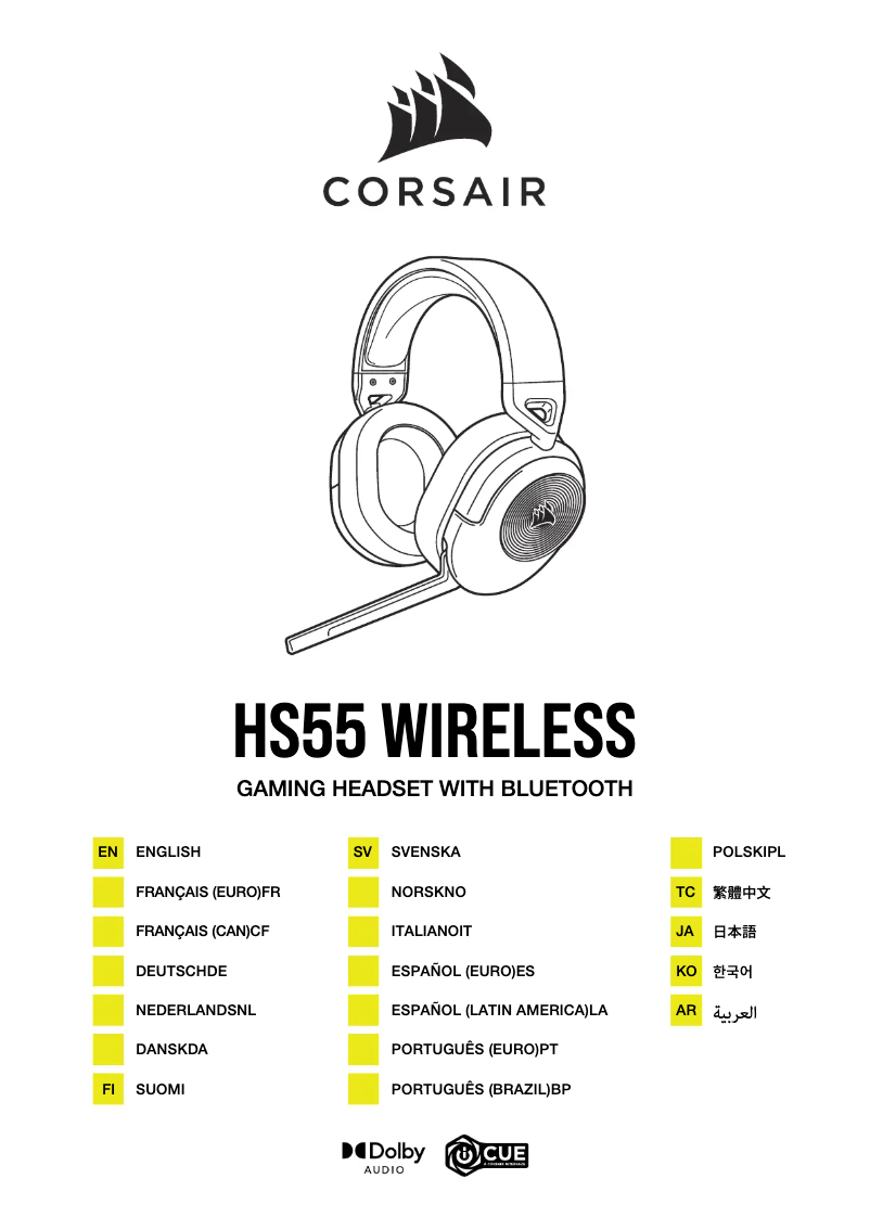 Page 1 de la notice Guide de démarrage rapide Corsair HS55 Surround