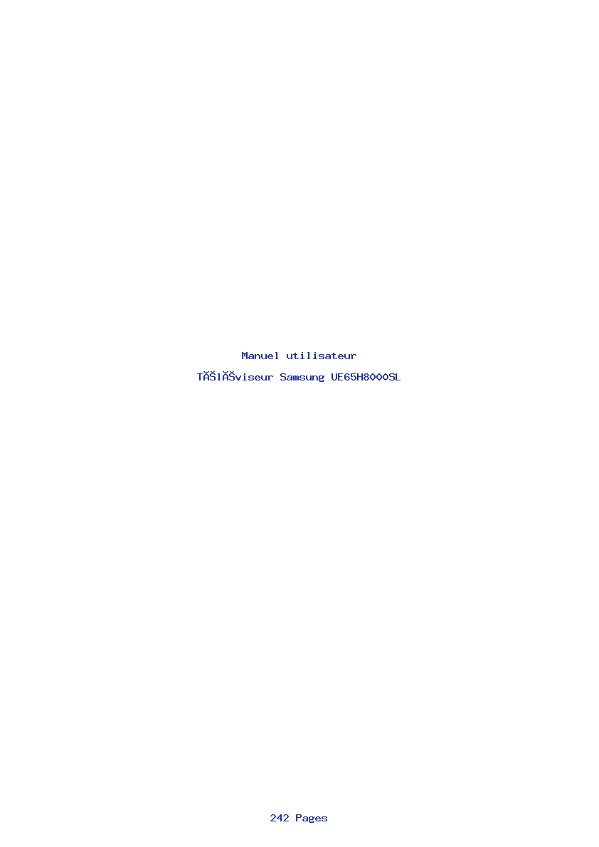 Page 1 de la notice Manuel utilisateur Samsung UE65H8000SL