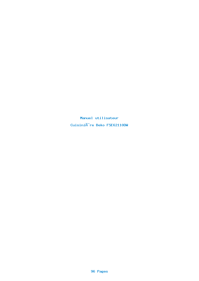 Page 1 de la notice Manuel utilisateur Beko FSE62110DW