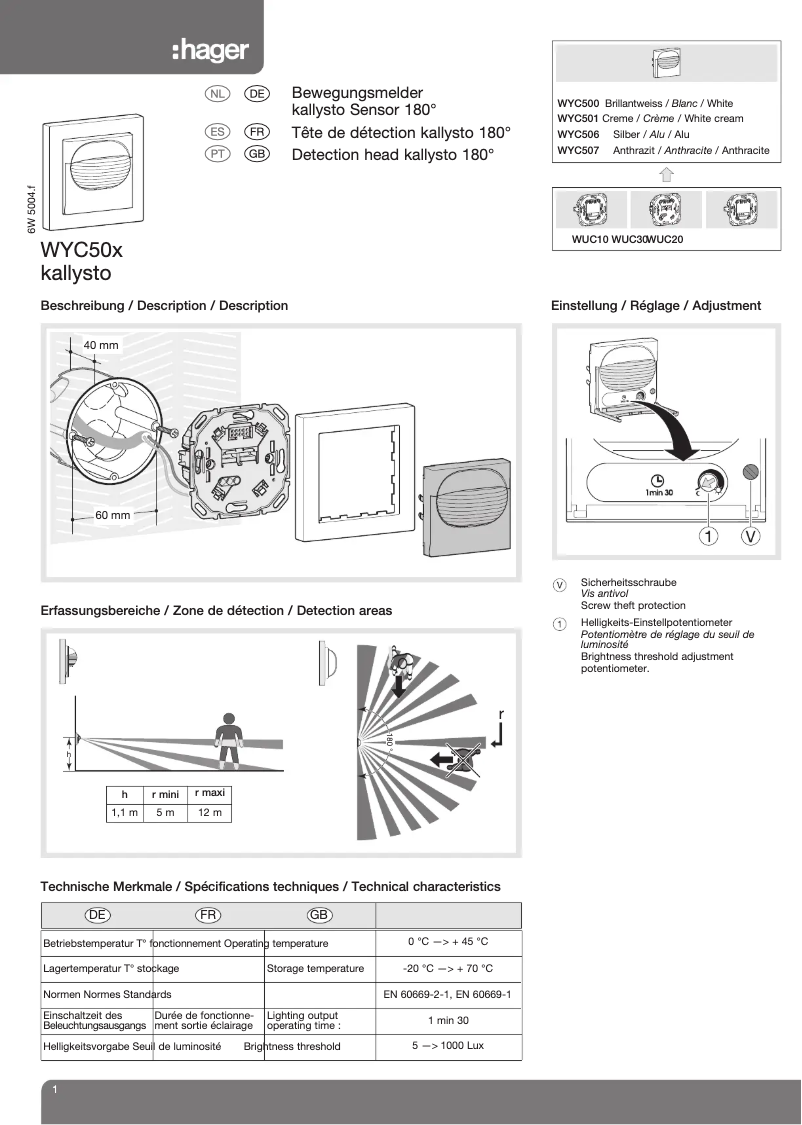 Page 1 de la notice Manuel utilisateur Hager WYC506