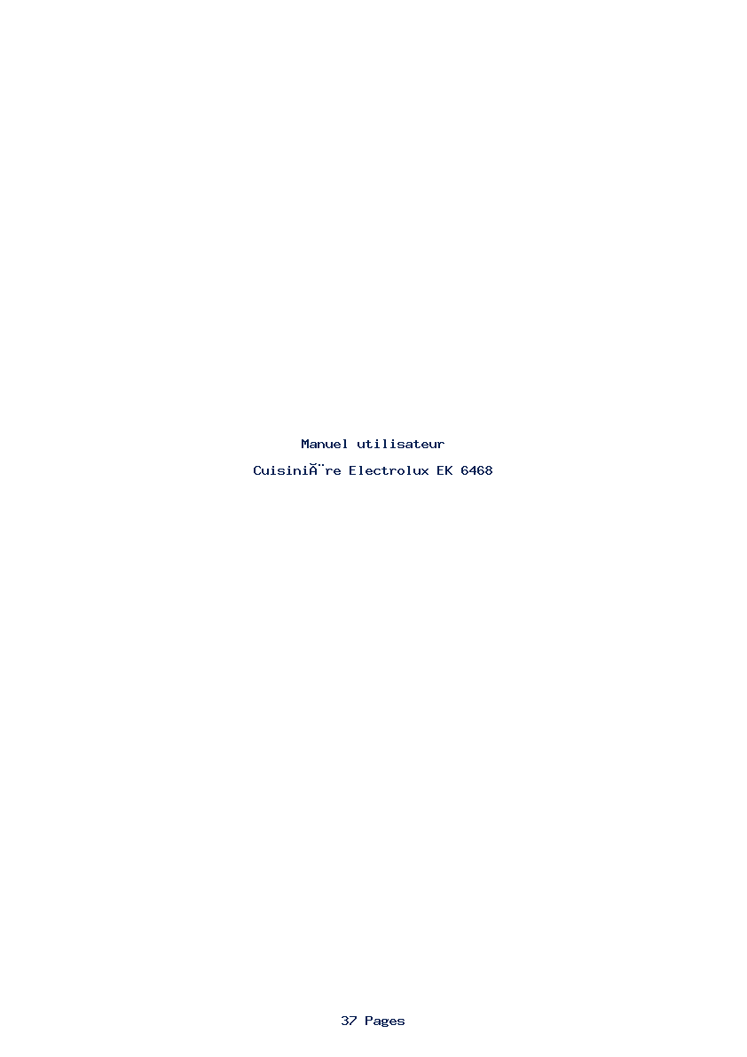 Page 1 de la notice Manuel utilisateur Electrolux EK 6468
