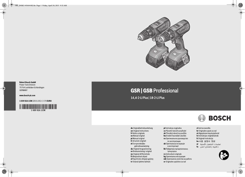 Page 1 of the manual User Manual Bosch GSB 18-2-LI Plus