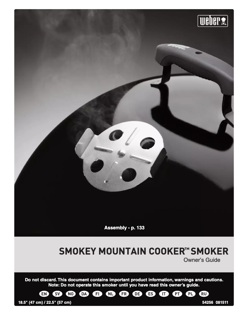 Page 1 de la notice Manuel utilisateur Weber Smoker