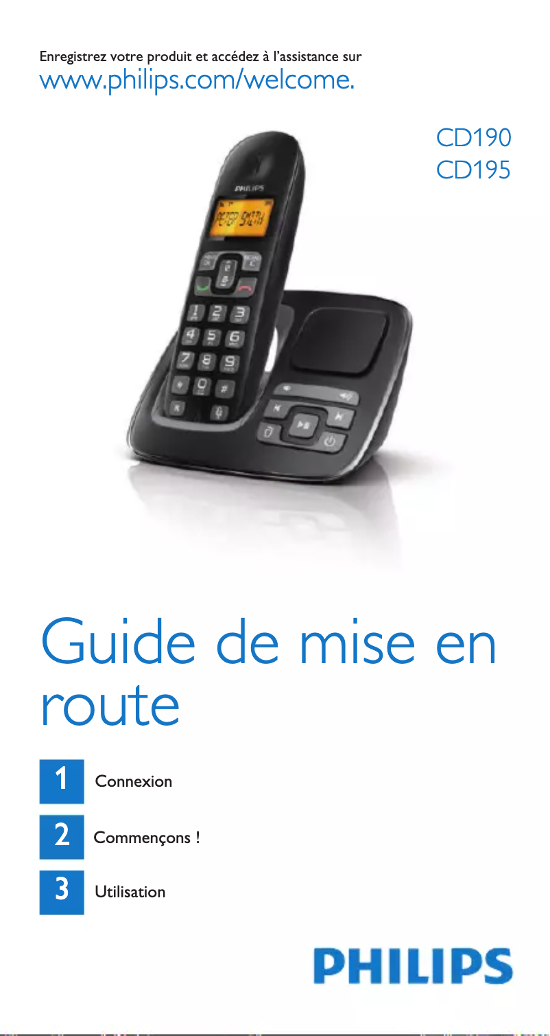 Page 1 of the manual Quick Start Guide Philips CD190