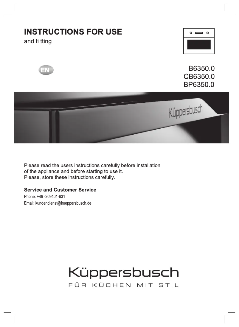 Page 1 de la notice Manuel utilisateur Küppersbusch B6350.0S1