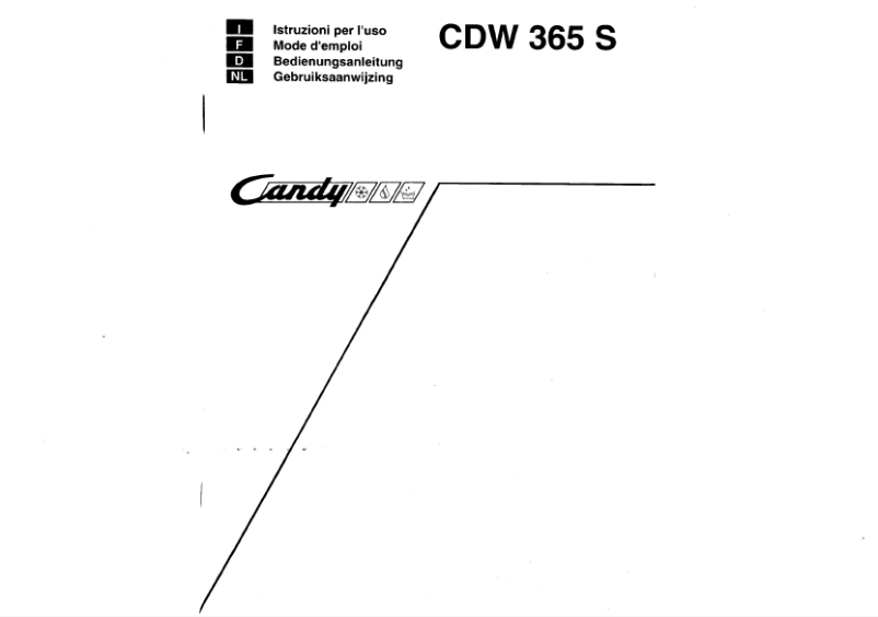 Page 1 of the manual User Manual Candy CDW 365 S