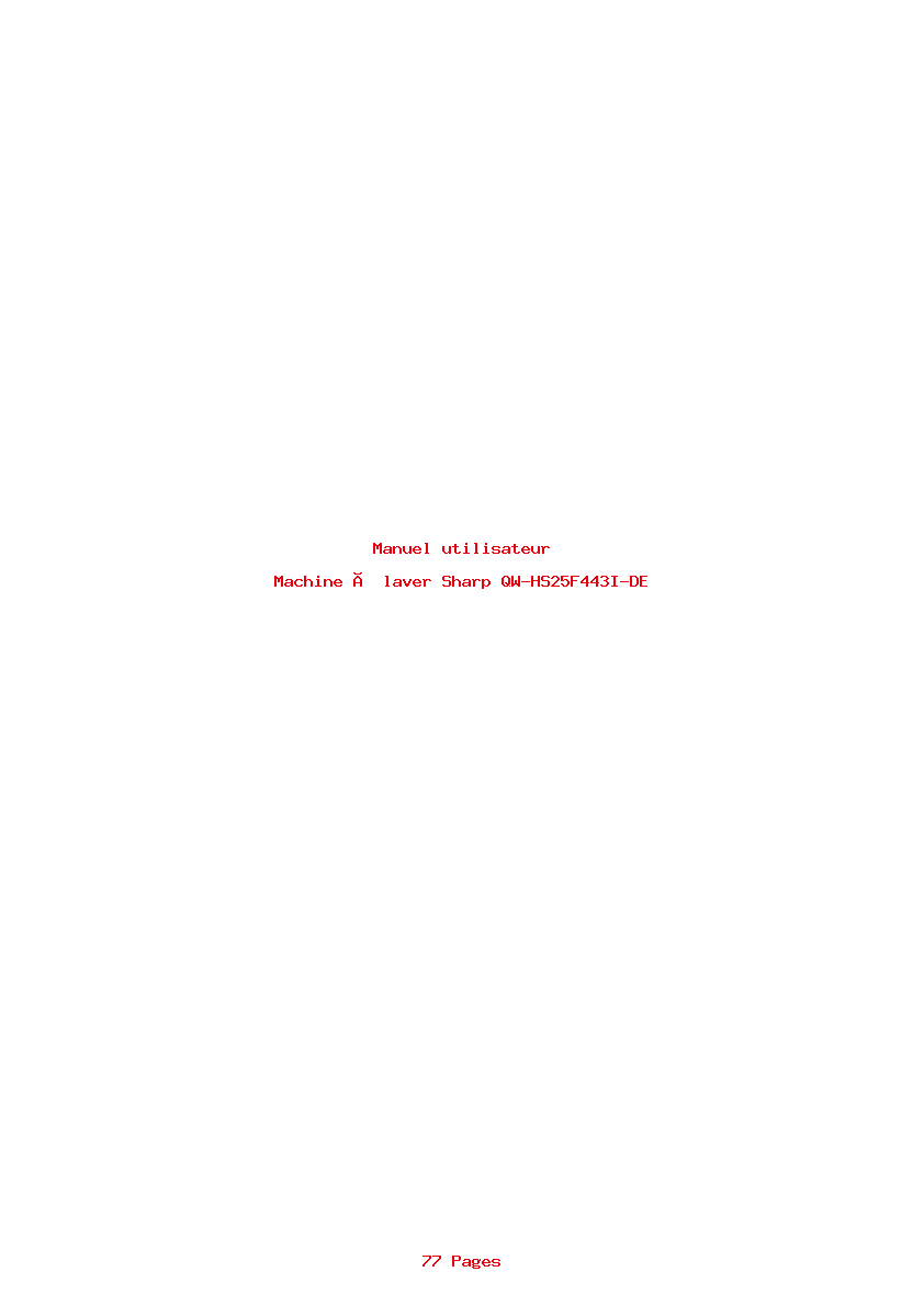 Page 1 de la notice Manuel utilisateur Sharp QW-HS25F443I-DE