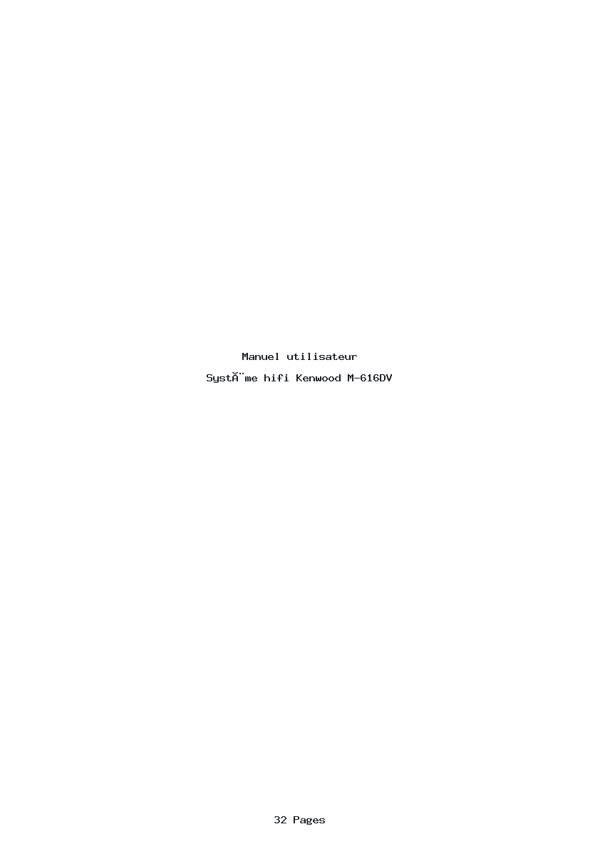 Page 1 de la notice Manuel utilisateur Kenwood M-616DV