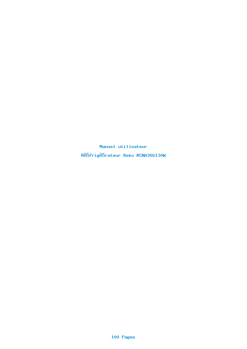 Page 1 de la notice Manuel utilisateur Beko RCNA366I30W