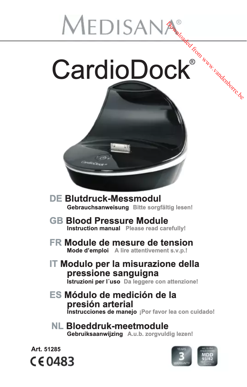 Page 1 de la notice Manuel utilisateur Medisana CardioDock 2