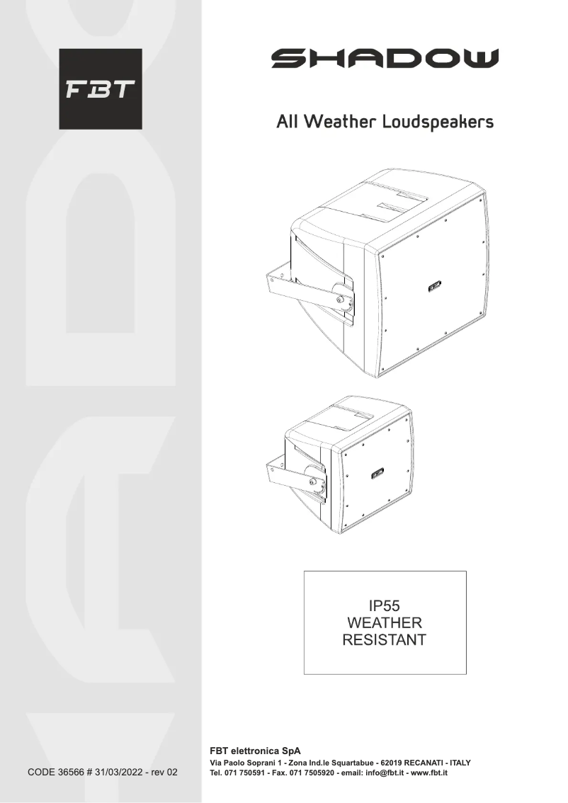 Page 1 de la notice Manuel utilisateur FBT SHADOW 108CT