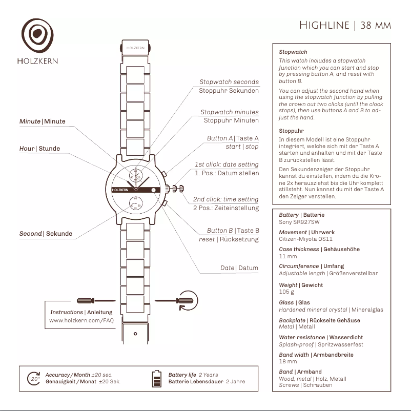 Page 1 de la notice Manuel utilisateur Holzkern Rafael