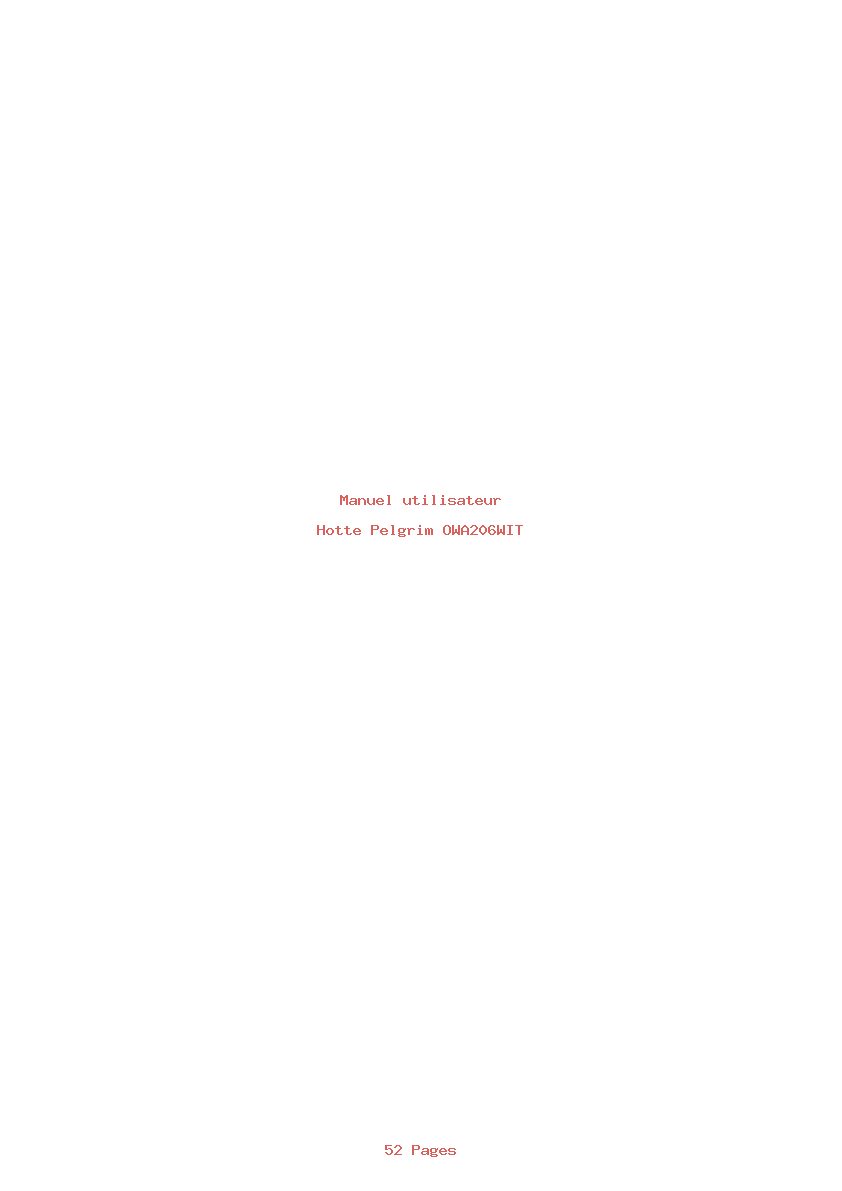 Page 1 de la notice Manuel utilisateur Pelgrim OWA206WIT