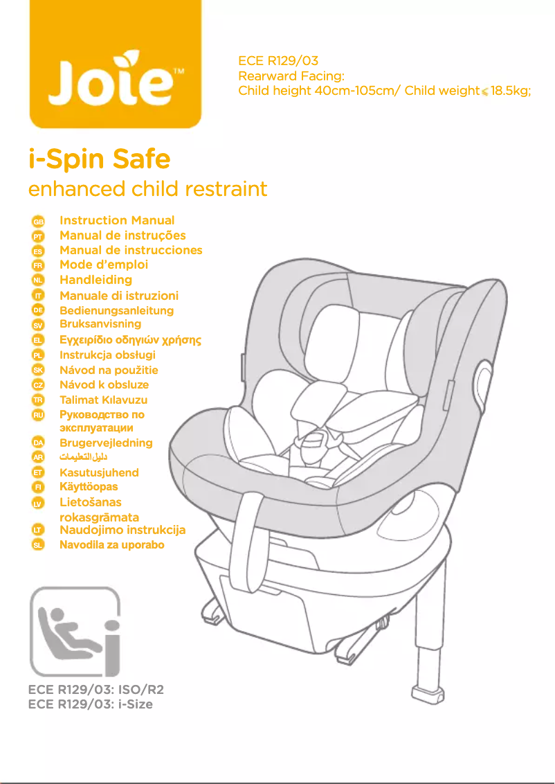 Page 1 de la notice Manuel utilisateur Joie i-Spin Safe