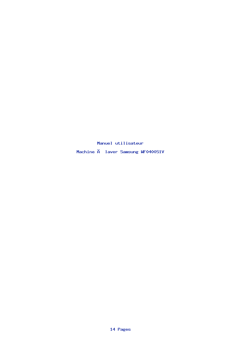 Page 1 de la notice Manuel utilisateur Samsung WF0400S1V