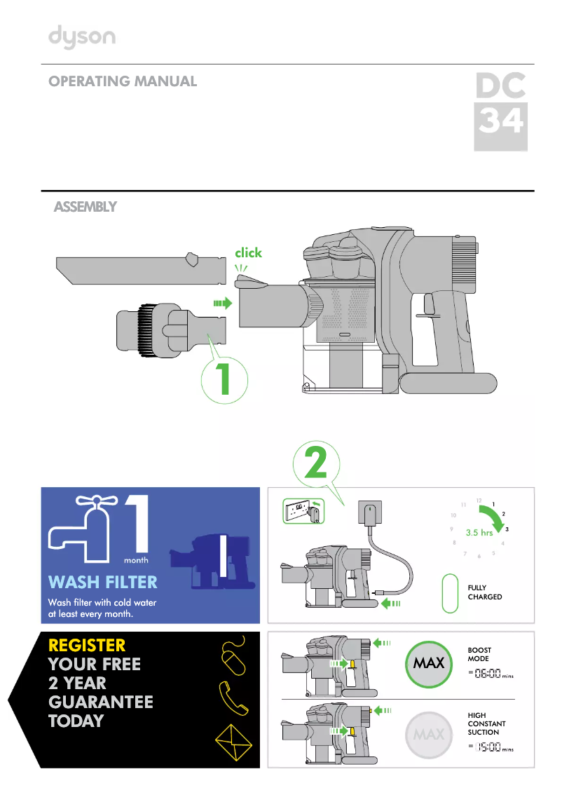 Page 1 de la notice Manuel utilisateur Dyson DC34 Extra