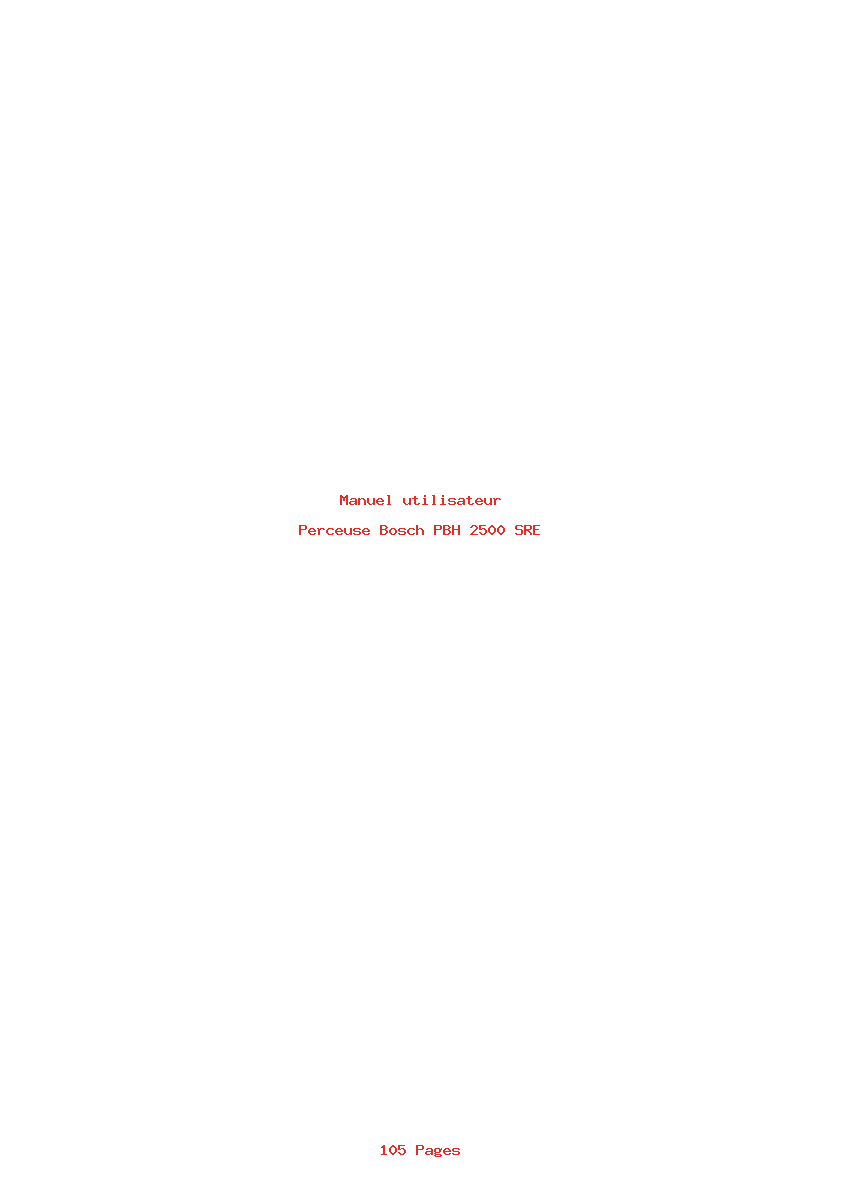Page 1 de la notice Manuel utilisateur Bosch PBH 2500 SRE