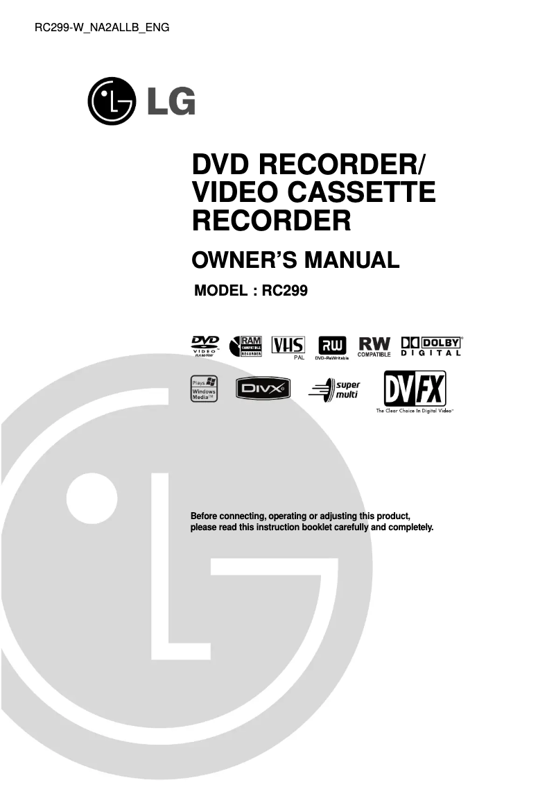 Página 1 del manual Manual de usuario LG RC299