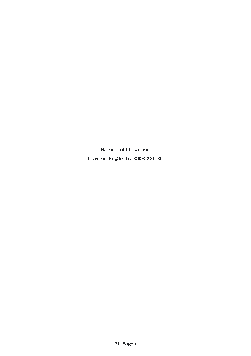 Page 1 de la notice Manuel utilisateur KeySonic KSK-3201 RF