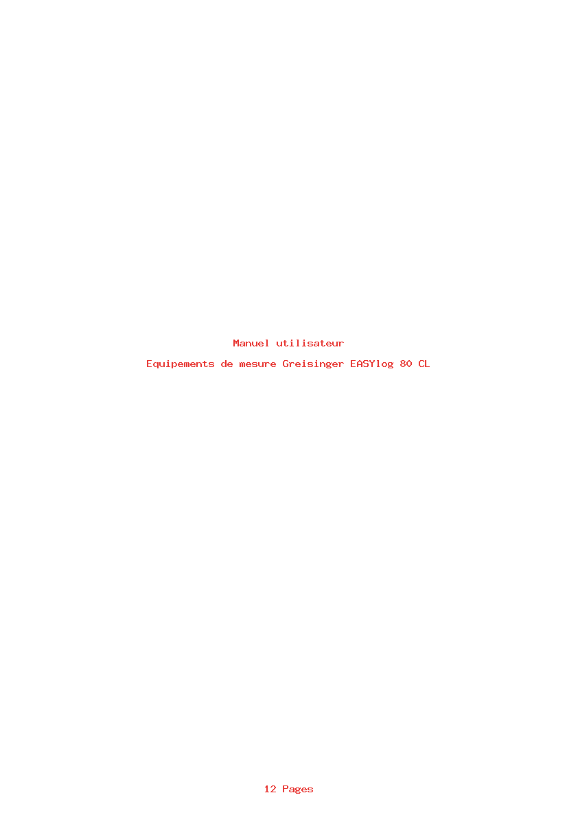 Page 1 de la notice Manuel utilisateur Greisinger EASYlog 80 CL