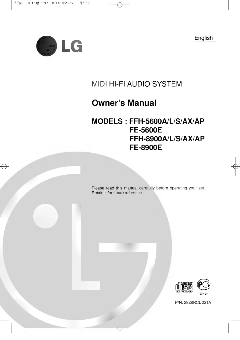 Page 1 de la notice Manuel utilisateur LG FFH-5600A