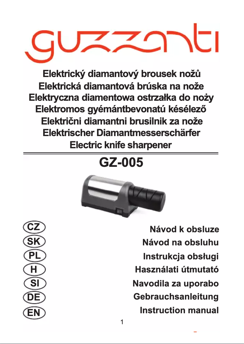 Page 1 de la notice Manuel utilisateur Guzzanti GZ-005