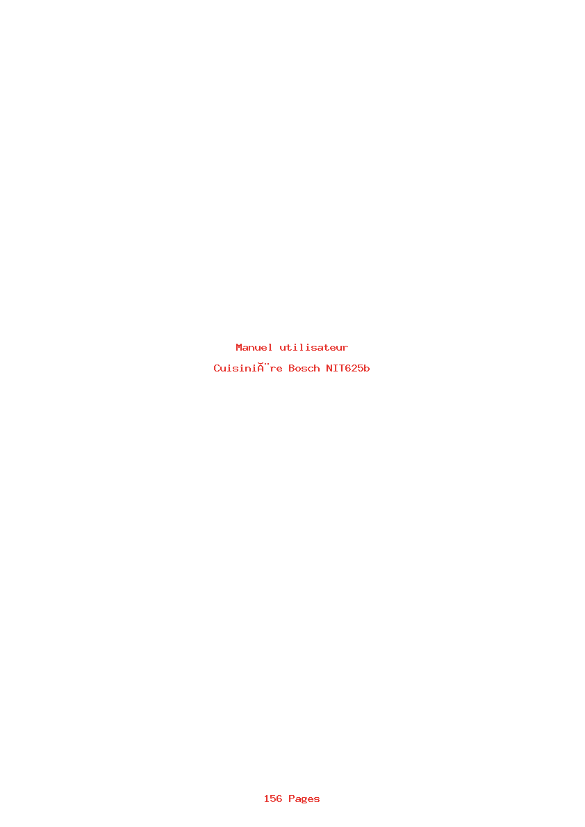 Page 1 de la notice Manuel utilisateur Bosch NIT625b