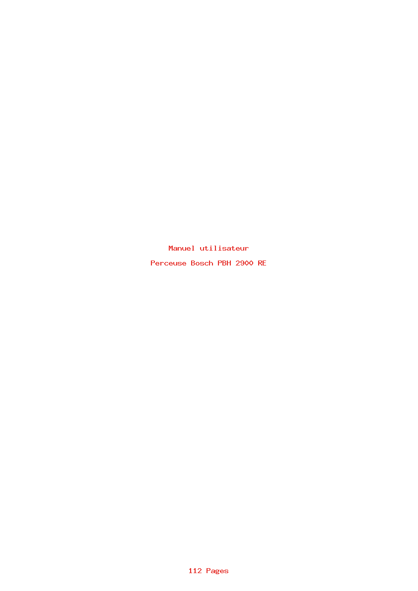 Page 1 de la notice Manuel utilisateur Bosch PBH 2900 RE