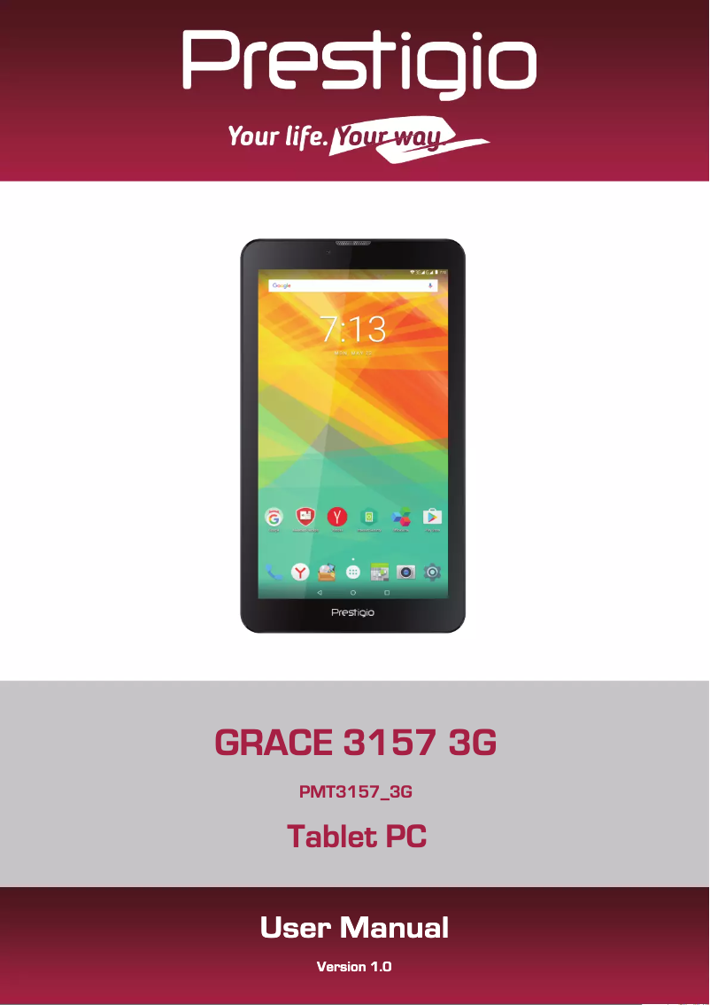 Page 1 de la notice Manuel utilisateur Prestigio MultiPad Grace 3157