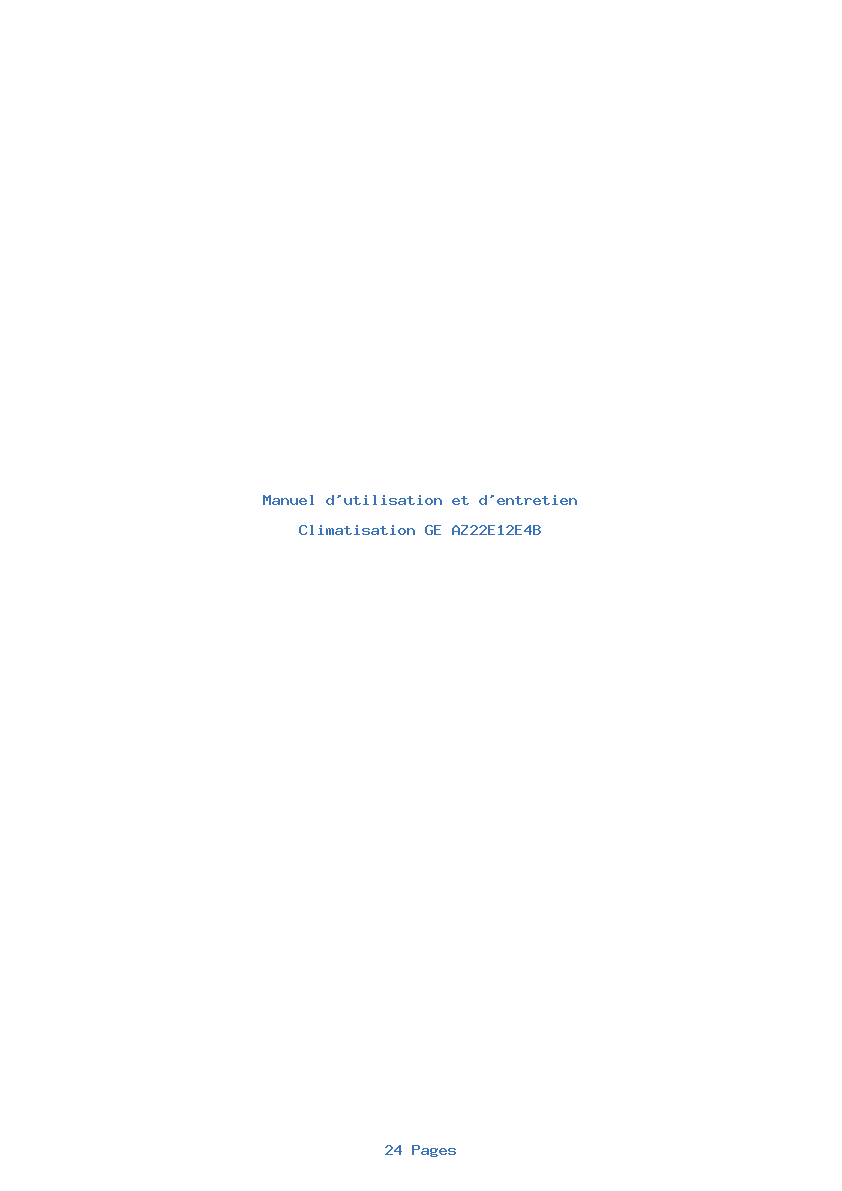 Page 1 de la notice Manuel d'utilisation et d'entretien GE AZ22E12E4B