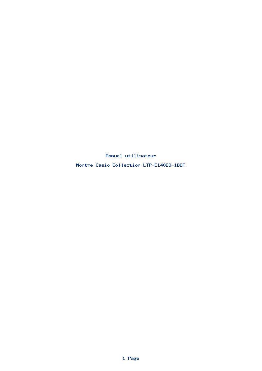 Page 1 de la notice Manuel utilisateur Casio Collection LTP-E140DD-1BEF