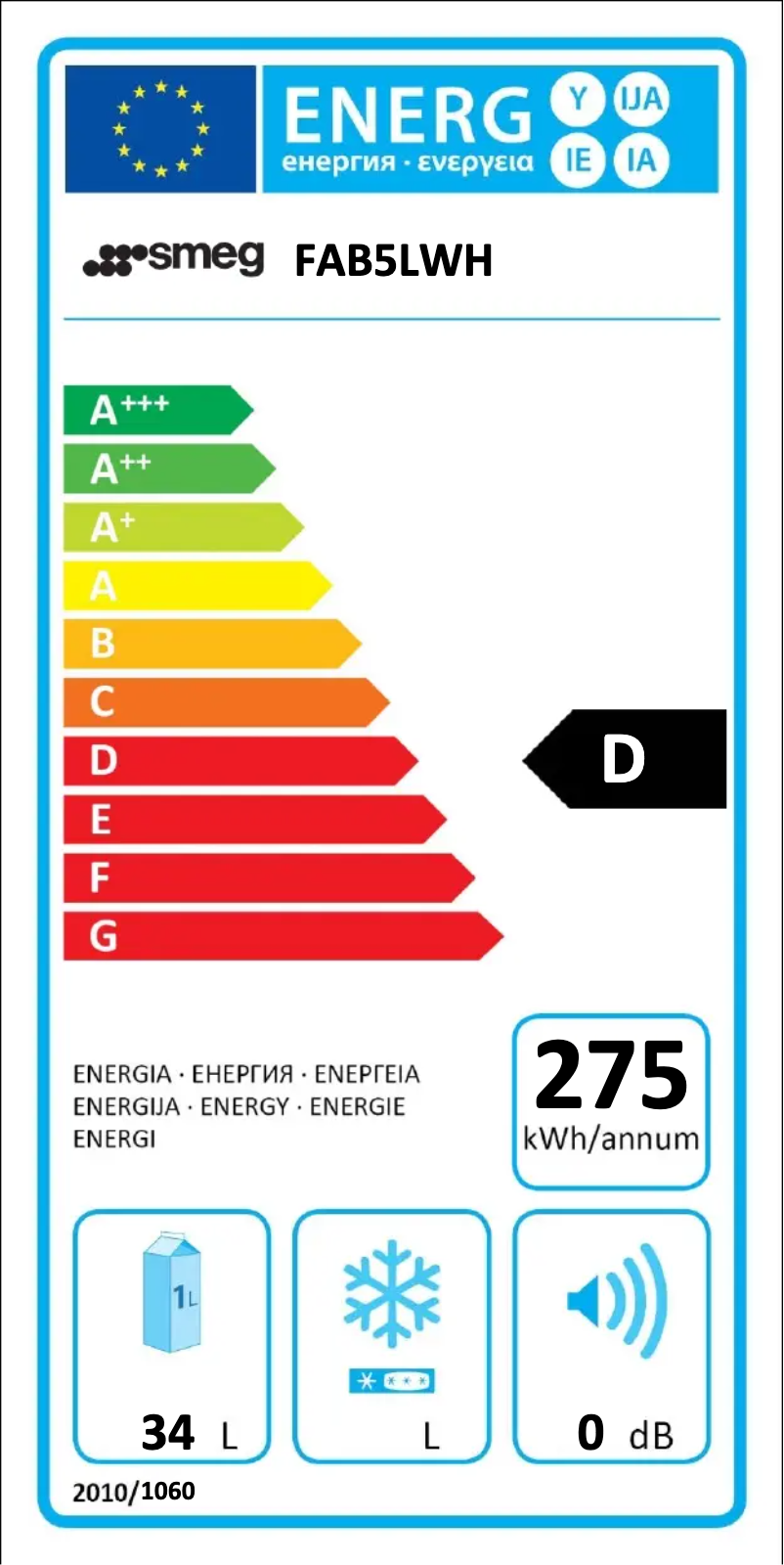Página 1 del manual Etiqueta energética Smeg FAB5LWH
