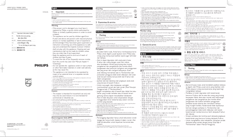 Page 1 de la notice Brochure Philips Viva Collection HD2635