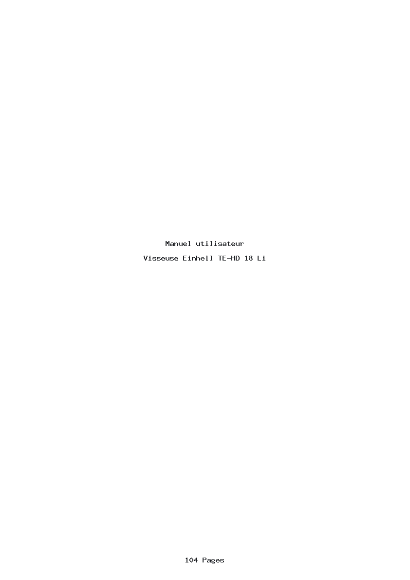 Page 1 de la notice Manuel utilisateur Einhell TE-HD 18 Li