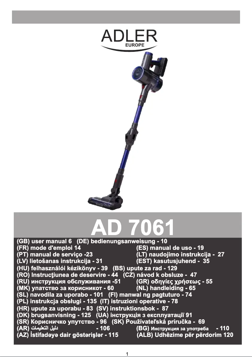 Page 1 de la notice Manuel utilisateur Adler AD 7061