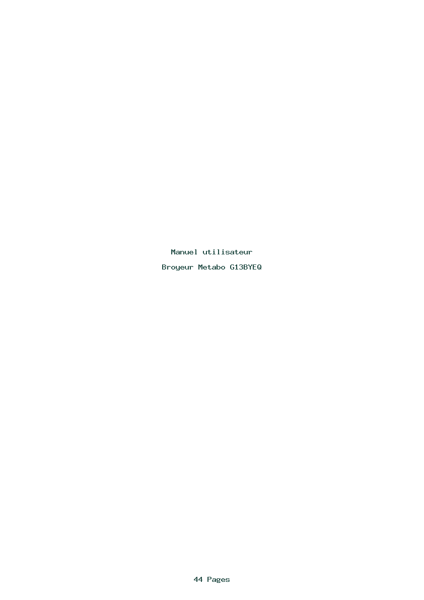 Page 1 de la notice Manuel utilisateur Metabo G13BYEQ