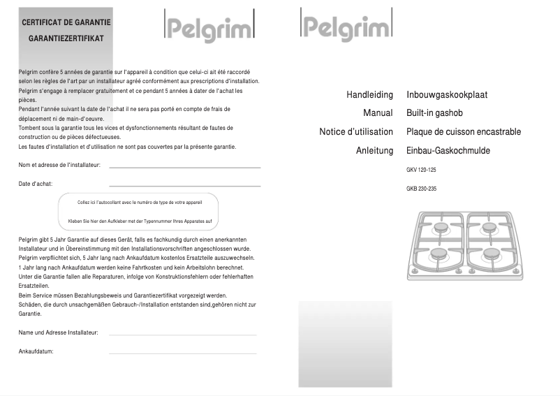 Página 1 del manual Manual de usuario Pelgrim GKB235