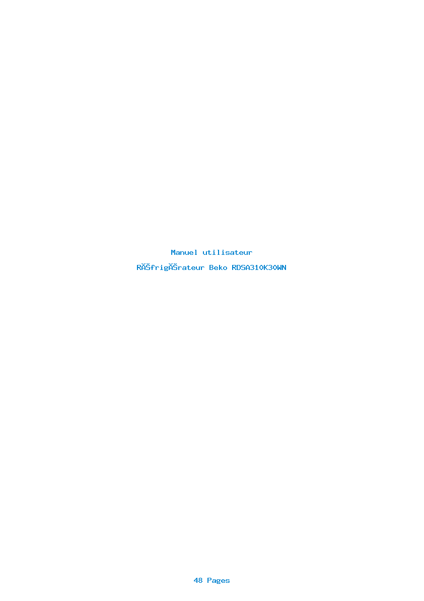 Page 1 de la notice Manuel utilisateur Beko RDSA310K30WN