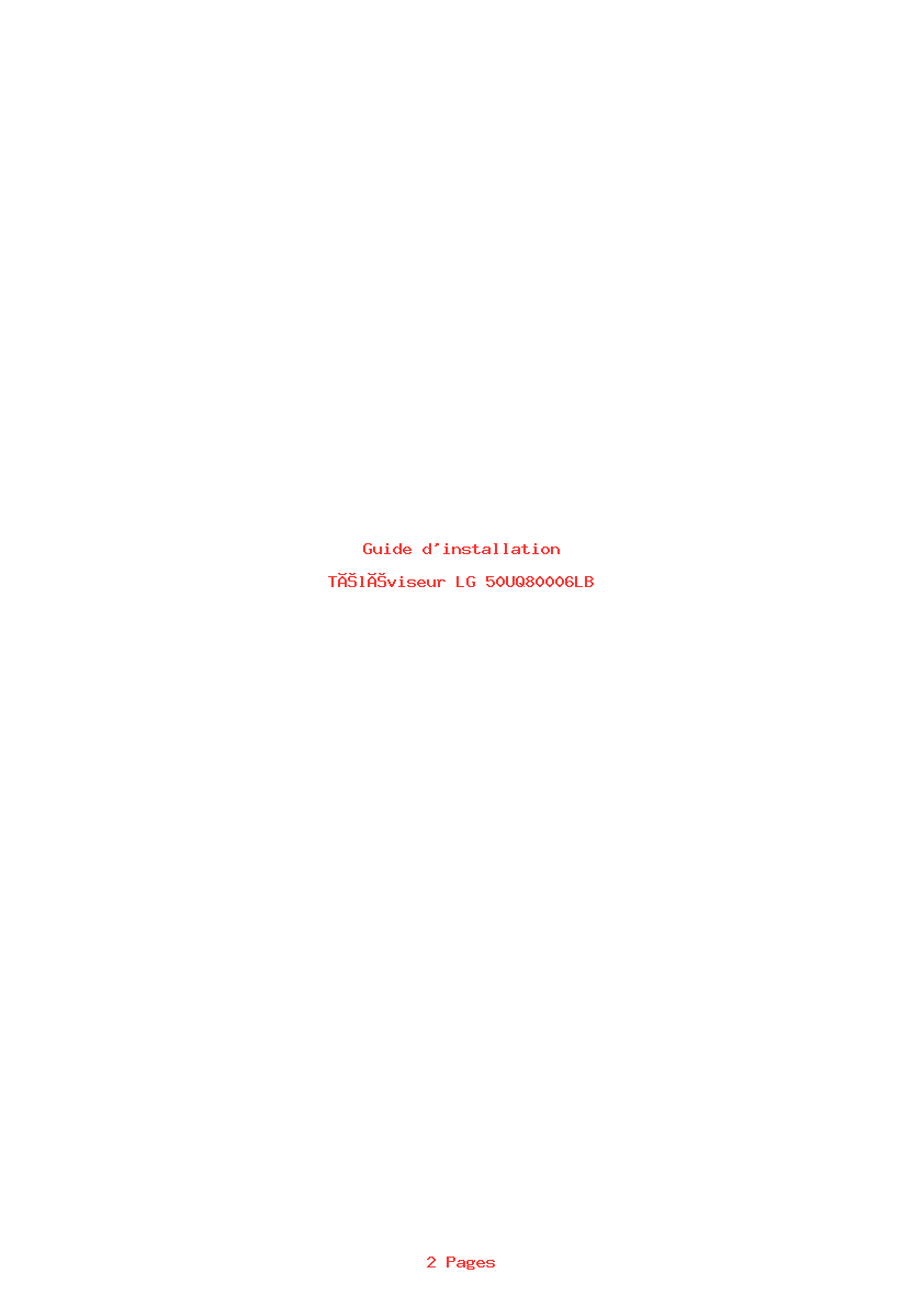 Page 1 de la notice Guide d'installation LG 50UQ80006LB