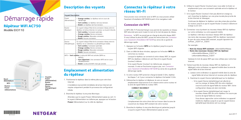 Page 1 de la notice Manuel utilisateur Netgear EX3110