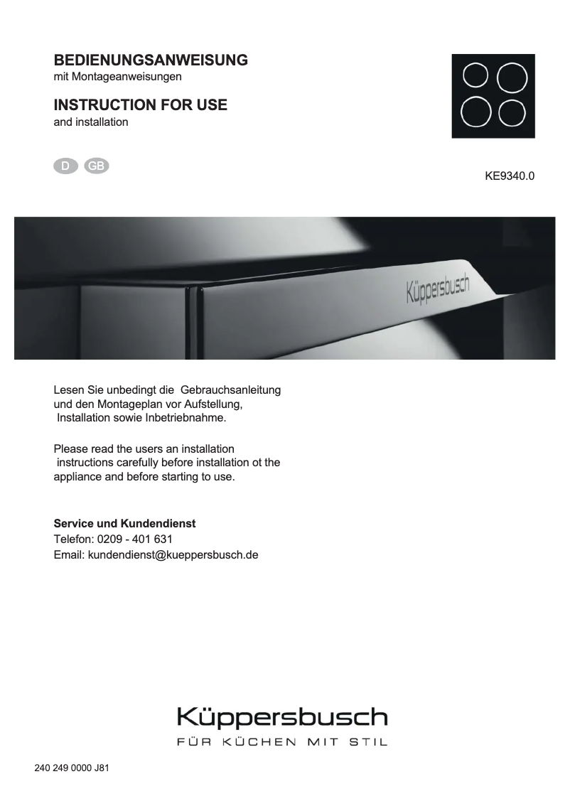 Página 1 del manual Manual de usuario Küppersbusch KE9340.0SR
