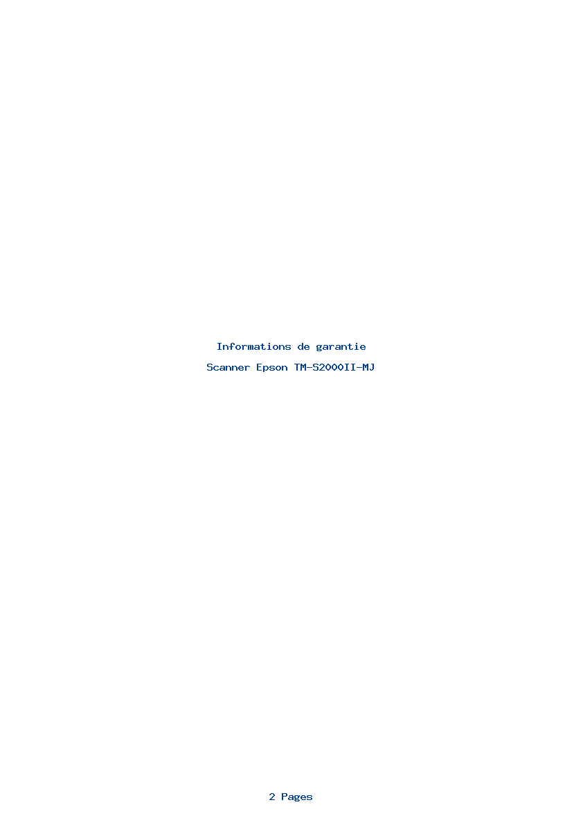 Page 1 de la notice Informations de garantie Epson TM-S2000II-MJ
