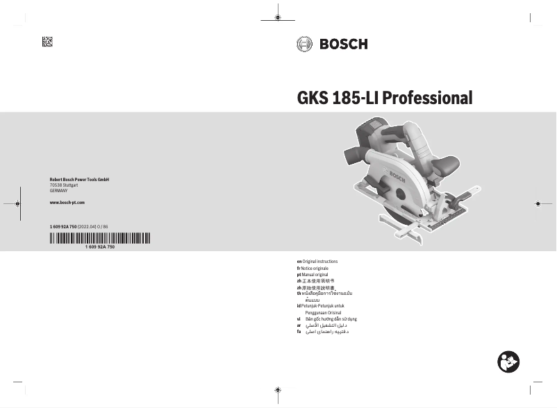 Page 1 of the manual User Manual Bosch GKS 185-LI Professional