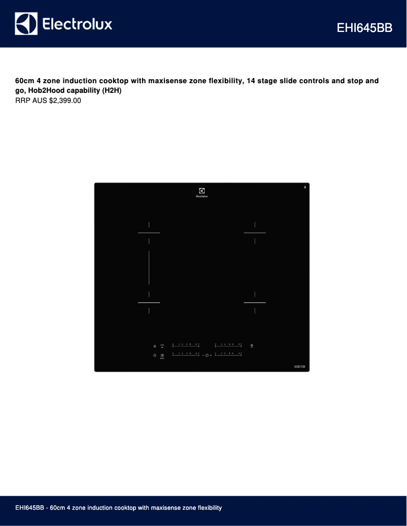 Page 1 de la notice Fiche technique Electrolux EHI645BB
