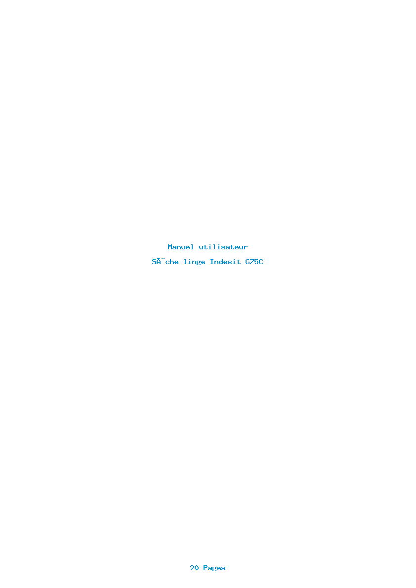 Page 1 de la notice Manuel utilisateur Indesit G75C