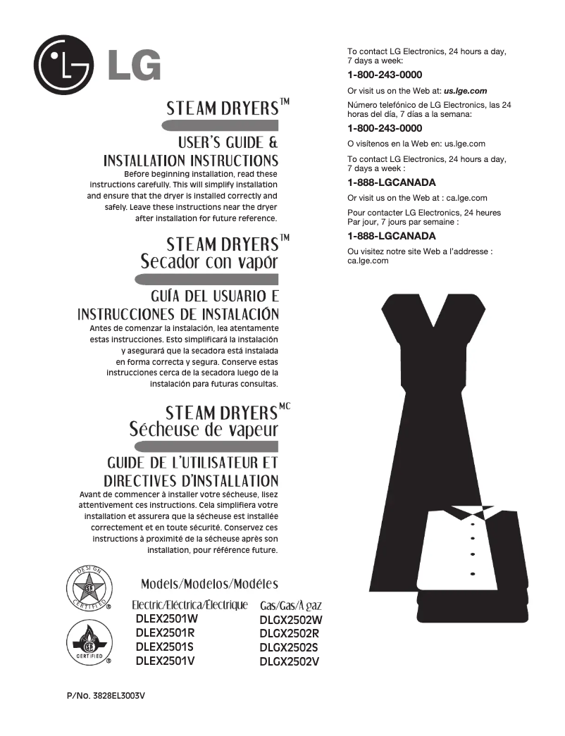 Page 1 de la notice Manuel utilisateur LG DLEX2501W