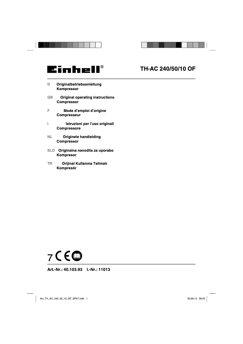 Page 1 of the manual User Manual Einhell TH-AC 240/50/10 OF